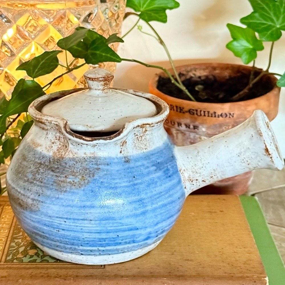 Vintage Japanese-style Kyusu Teapot, Handmade Studio Art Pottery, Signed